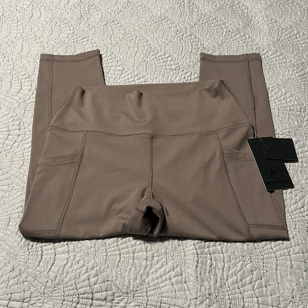 90 Degrees High Rise Cropped Mocha Leggings with Side Pockets, NWT’s, Size XL - Picture 7 of 7